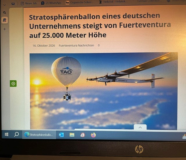Exitosa misión estratosférica a 25 km de altitud sobre Fuerteventura Exitosa misión estratosférica a 25 km de altitud sobre Fuerteventura
